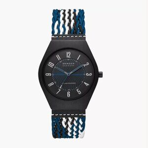 SKAGEN SKW6868 SAMSØ SERIES BLUE DIAL MULTICOLOR rPET WOVEN STRAP MENS WATCH
